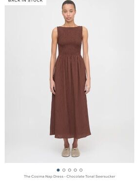 Hill House home Cosima Nap Dress - Chocolate Brown Tonal Seersucker - medium